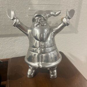 Vintage Aluminum Silver Santa Claus Figurine